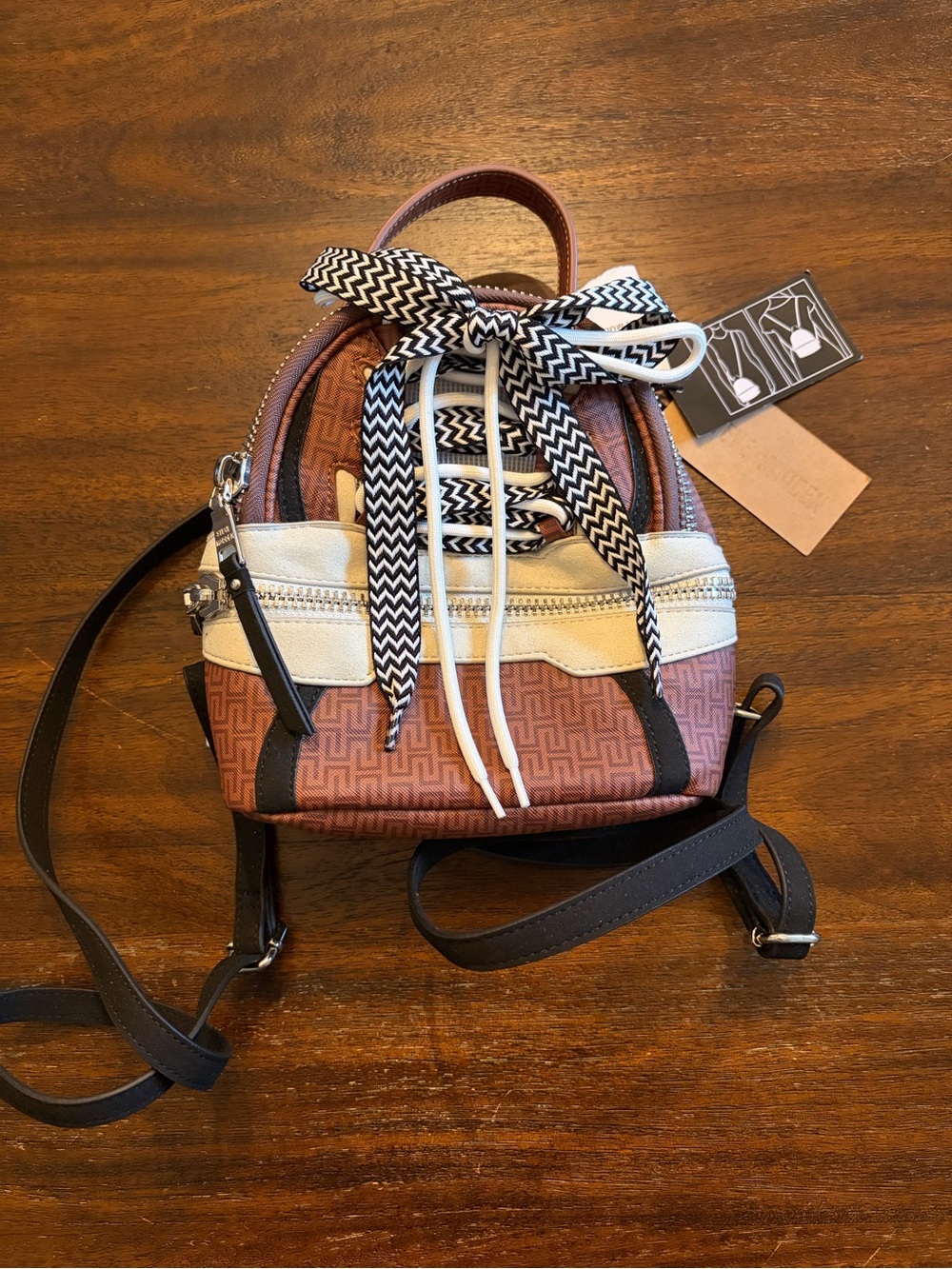 Steve Madden Broaring Brown Multi Mini Backpack Convertible Bag